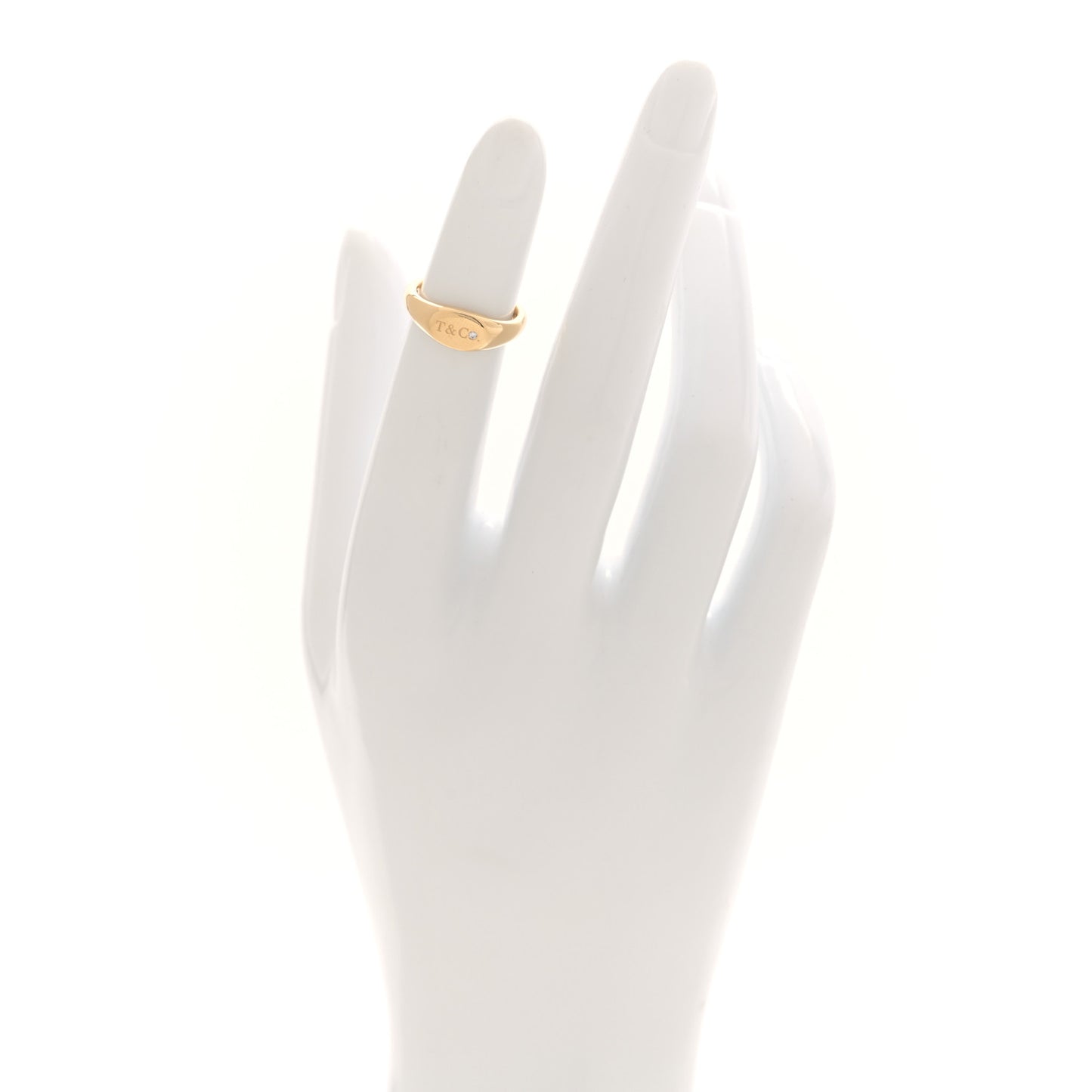 18K Yellow Gold Diamond Micro Oval Signet Ring 42 2.75