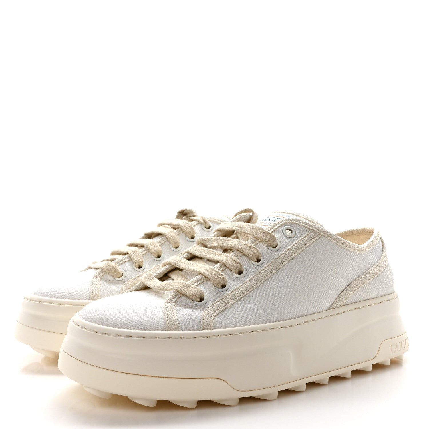 Gucci GG Monogram Womens 1977 Tennis Platform 52mm Sneakers 39.5 Great White Mystic White 4 of 8