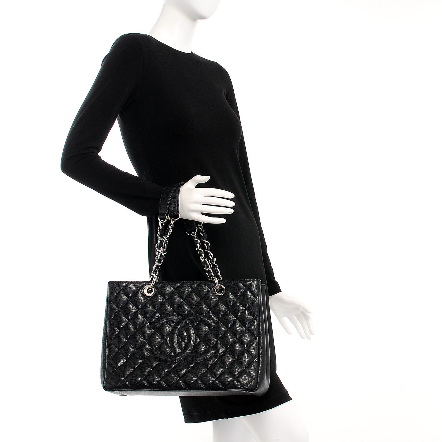 Caviar Quilted Grand Shopping Tote GST Black