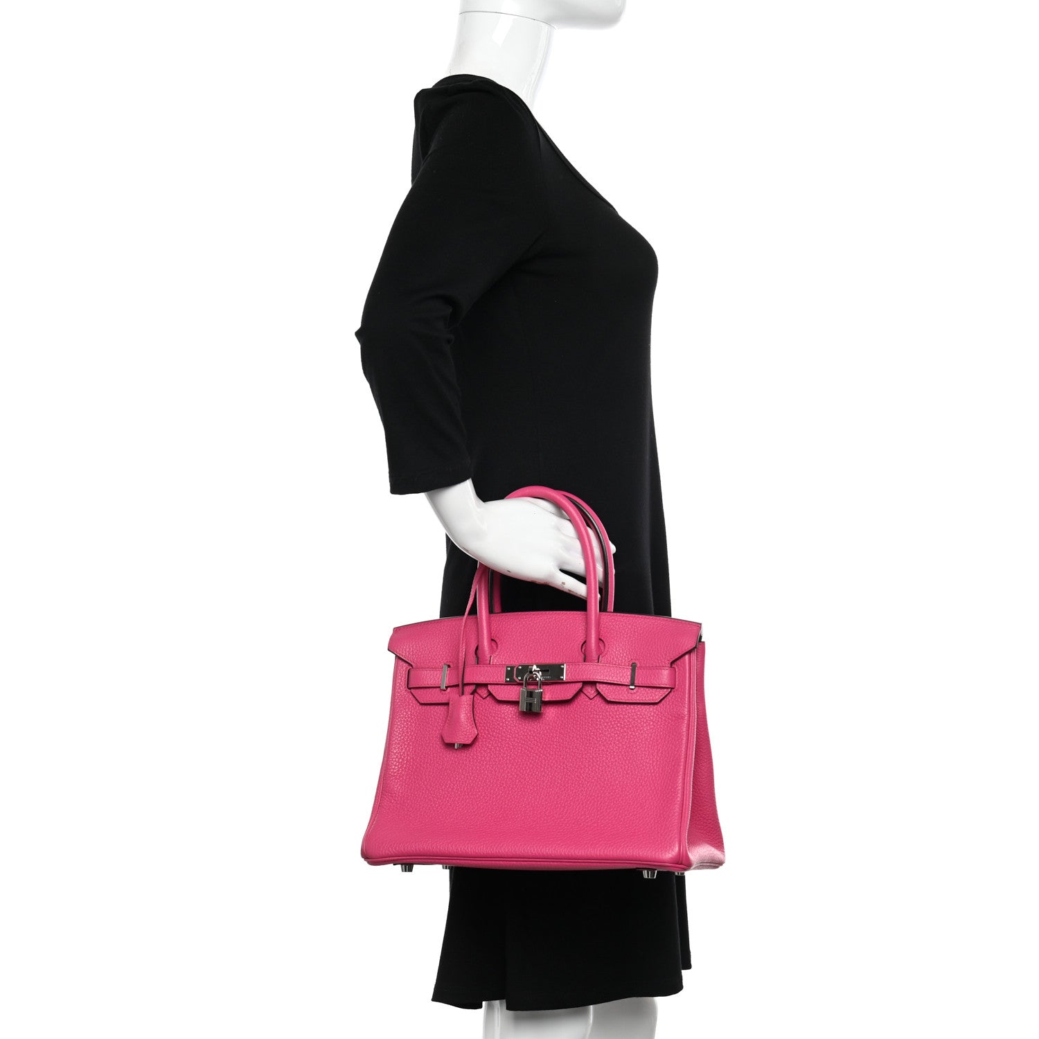 Hermes Taurillon Clemence Birkin 30 Rose Shocking 2 of 11