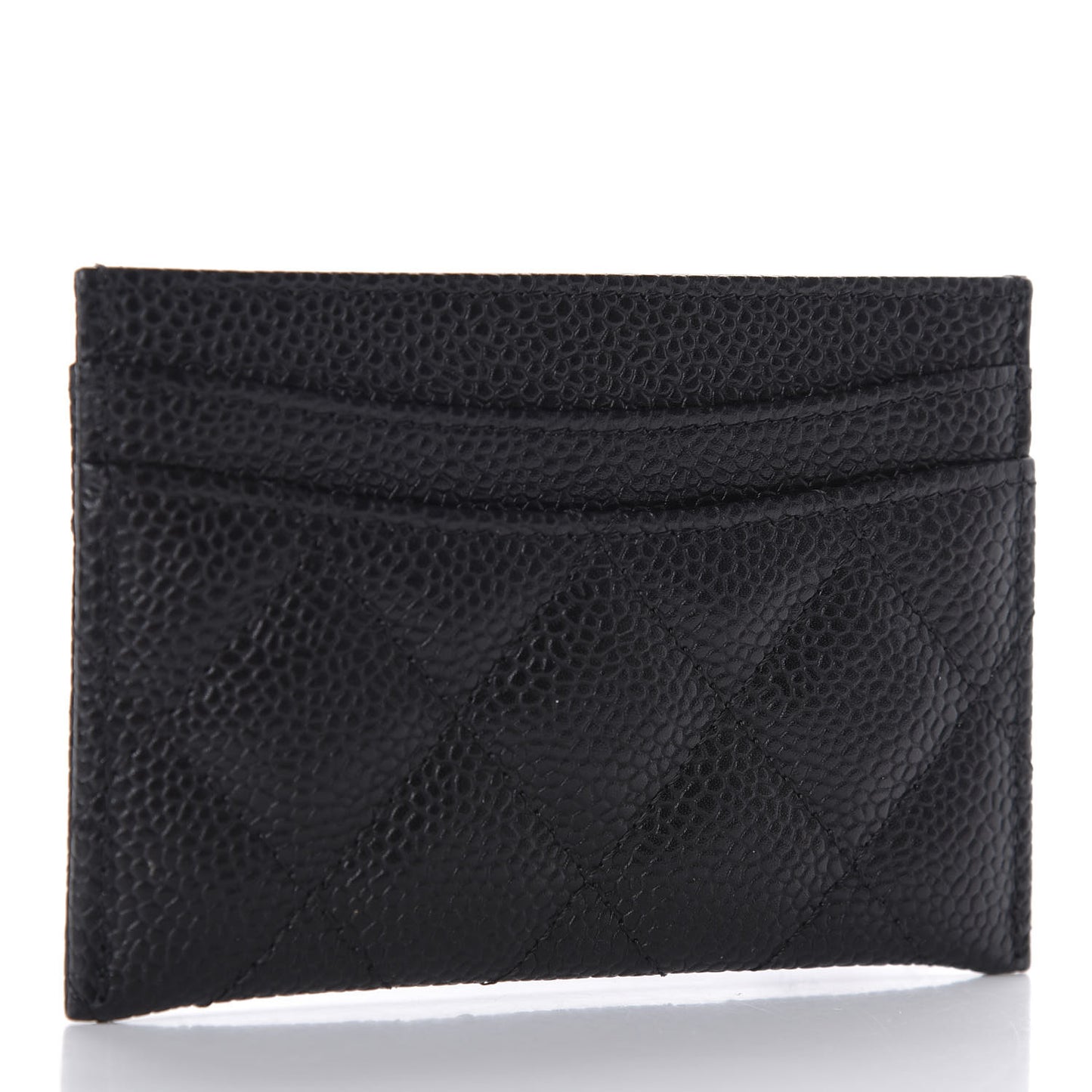 Caviar Quilted Card Holder Black