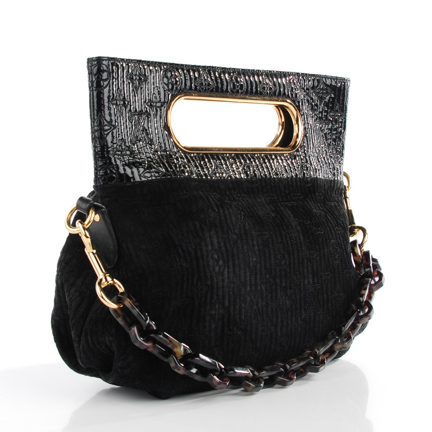 Suede Monogram Motard Afterdark Clutch Black