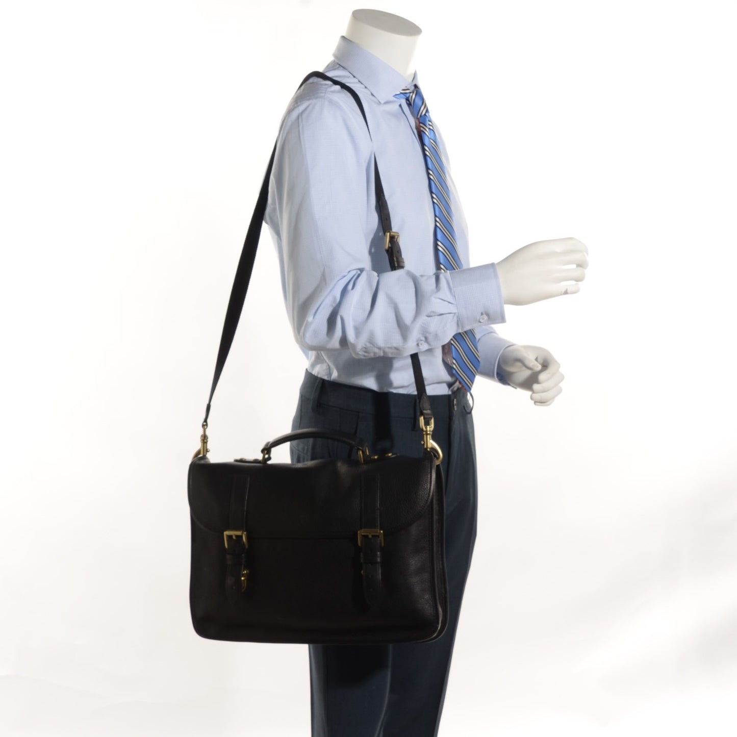 Natural Calfskin Elkington Briefcase Black