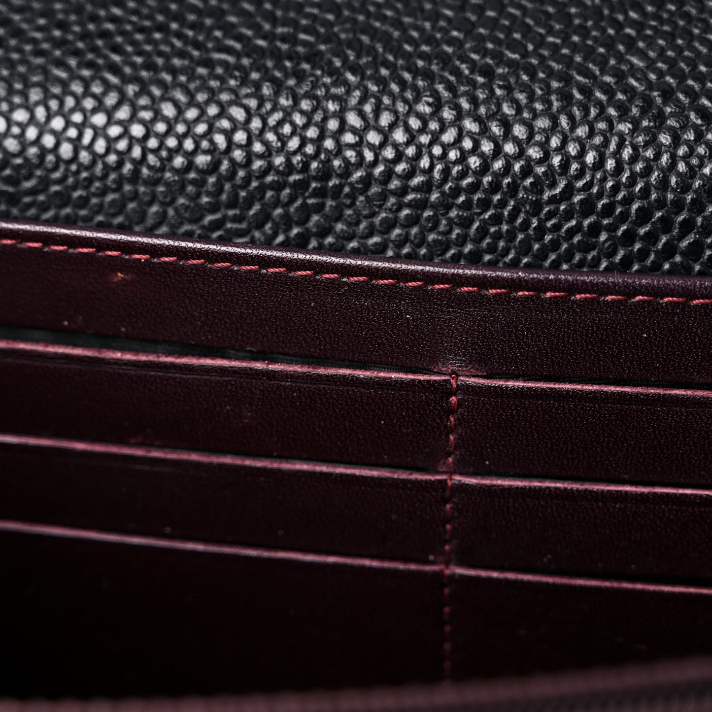 Caviar Quilted Large Gusset Flap Wallet Black