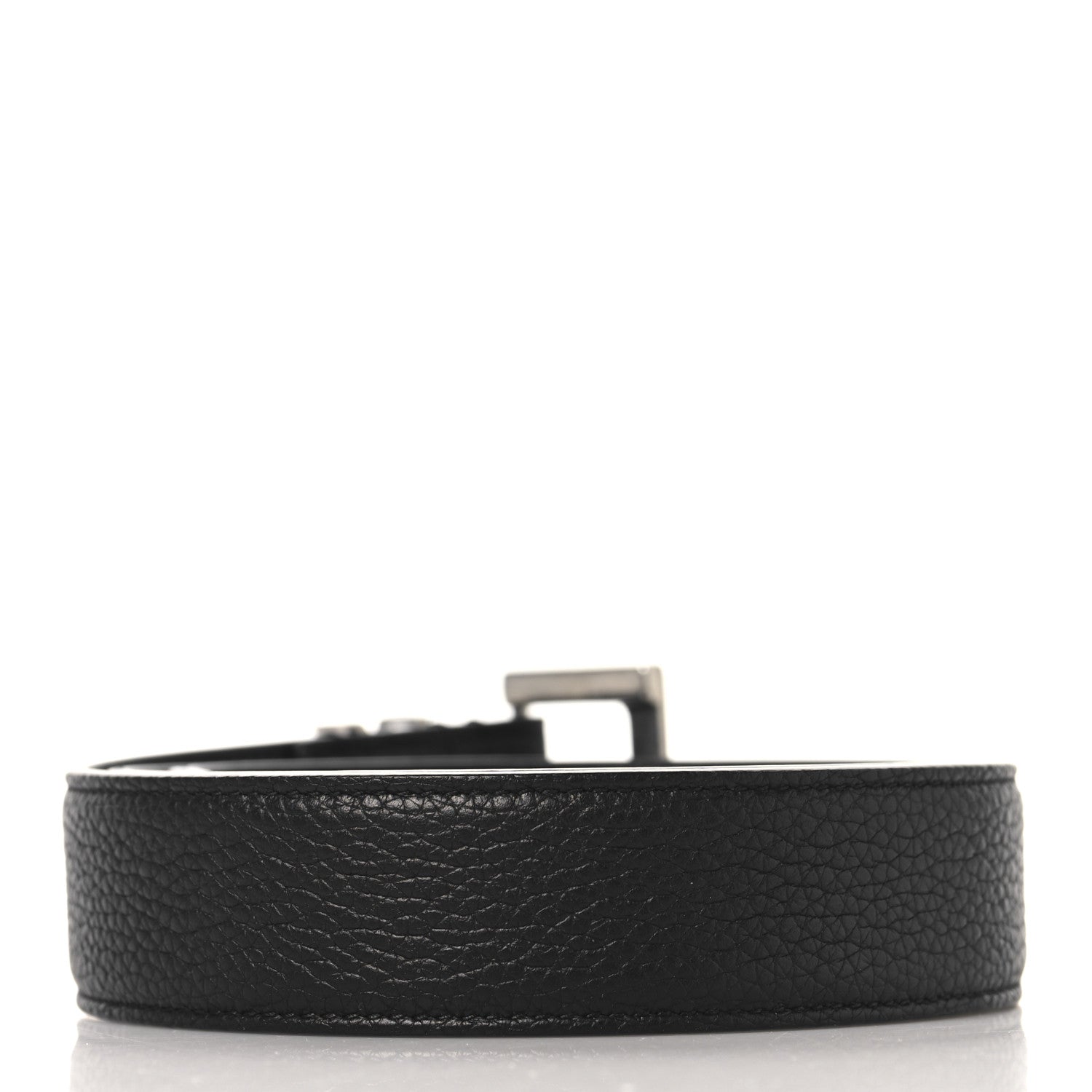 Saint Laurent Grained Calfskin Monogram Cassandre Square Buckle Belt 70 28 Black 2 of 6