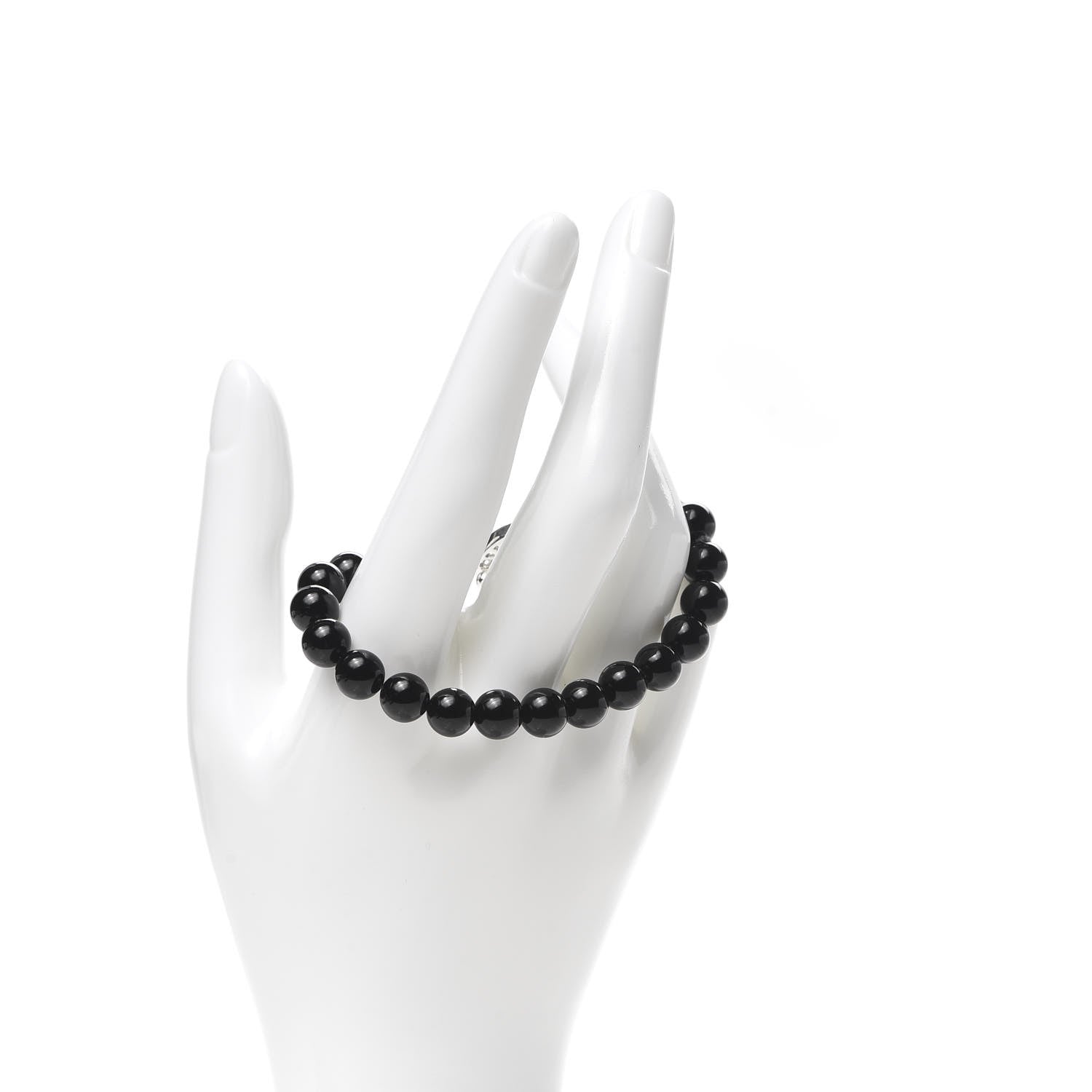 Tiffany Sterling Silver Black Onyx Bead Toggle Bracelet 2 of 4