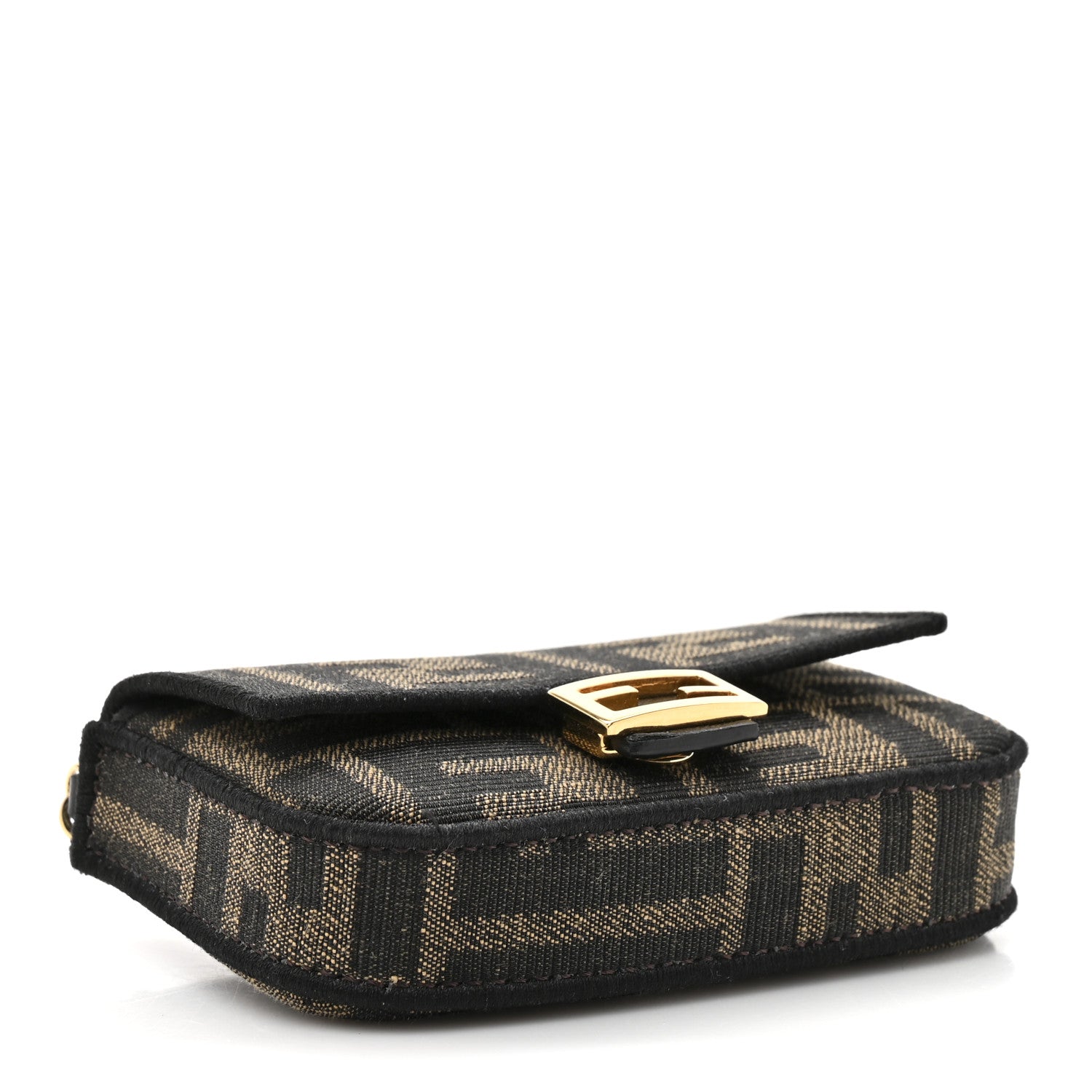 Fendi Glazed Fabric FF 1974 Nano Baguette Charm Mogano Panna 6 of 21