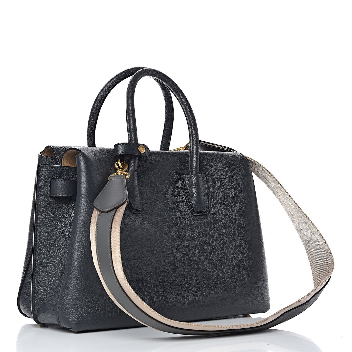 Grained Calfskin Medium Milla Tote Phantom Grey