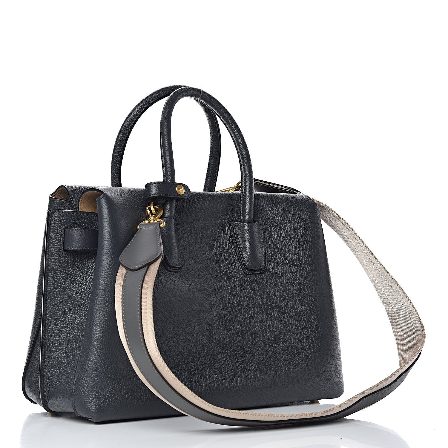 MCM Grained Calfskin Medium Milla Tote Phantom Grey 3 of 17