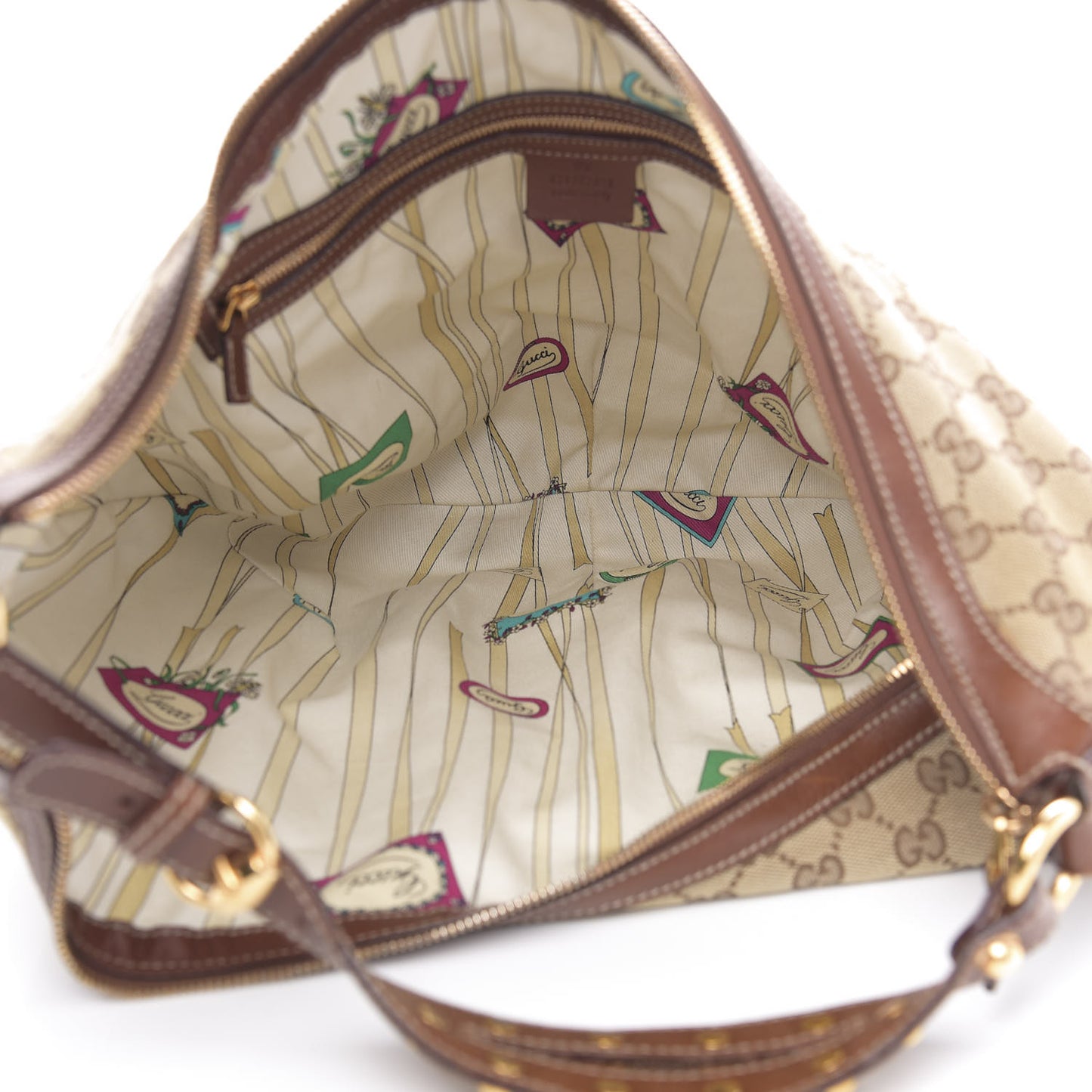 Monogram Large Biba Studded Hobo Brown
