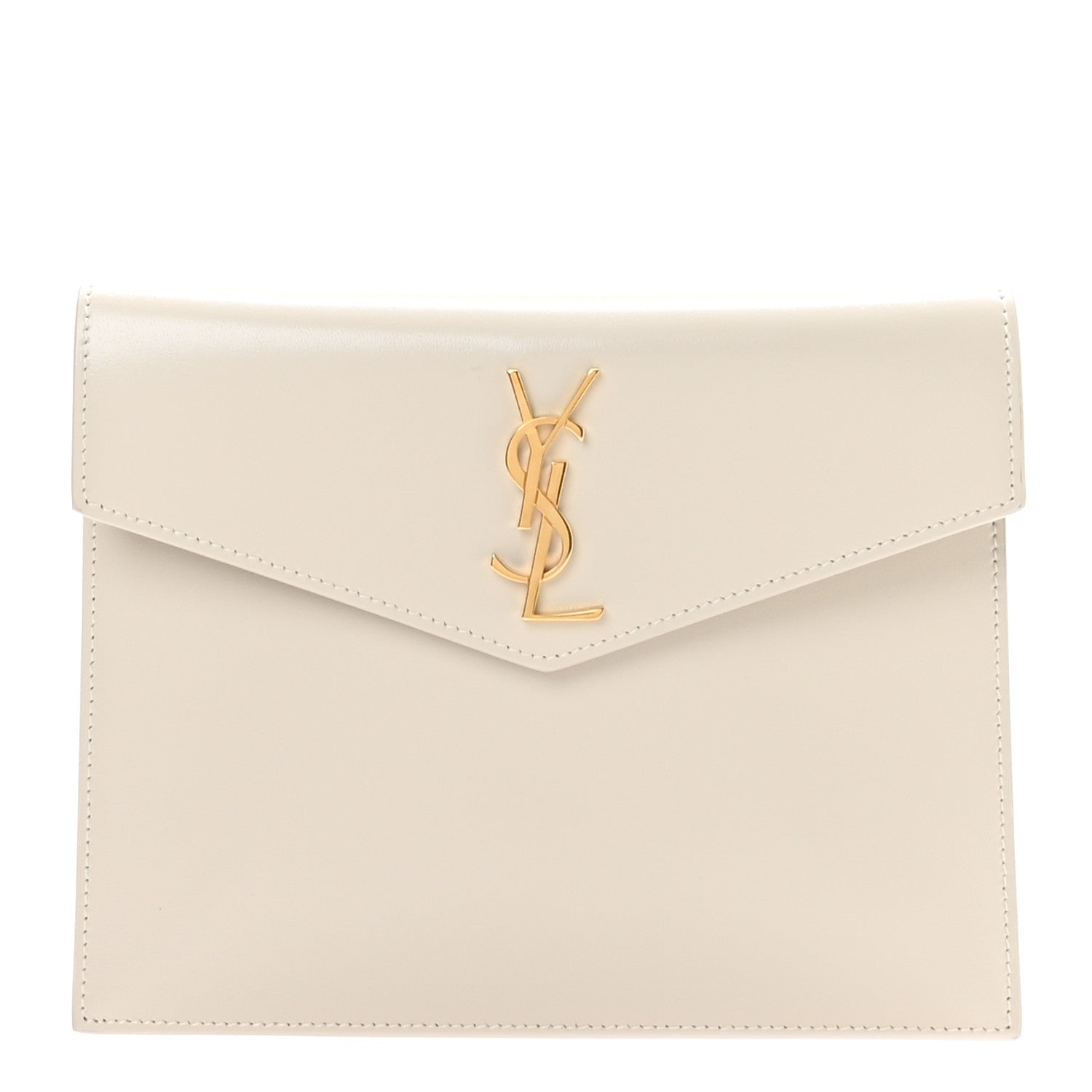 Saint Laurent Smooth Shiny Calfskin Monogram Uptown Baby Pouch Crema Soft 1 of 8