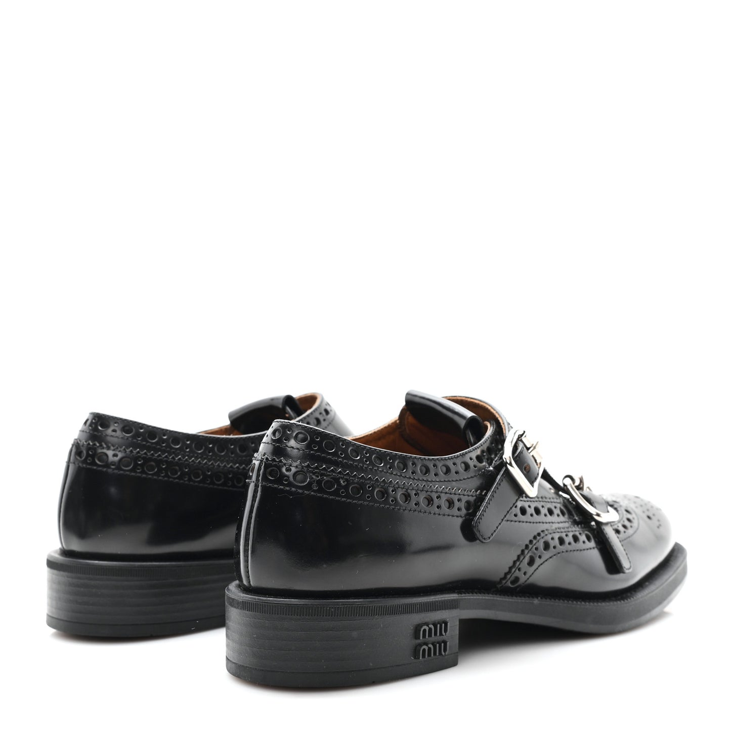 X CHURCH'S Shiny Calfskin Double Monk Loafer 36.5 Black
