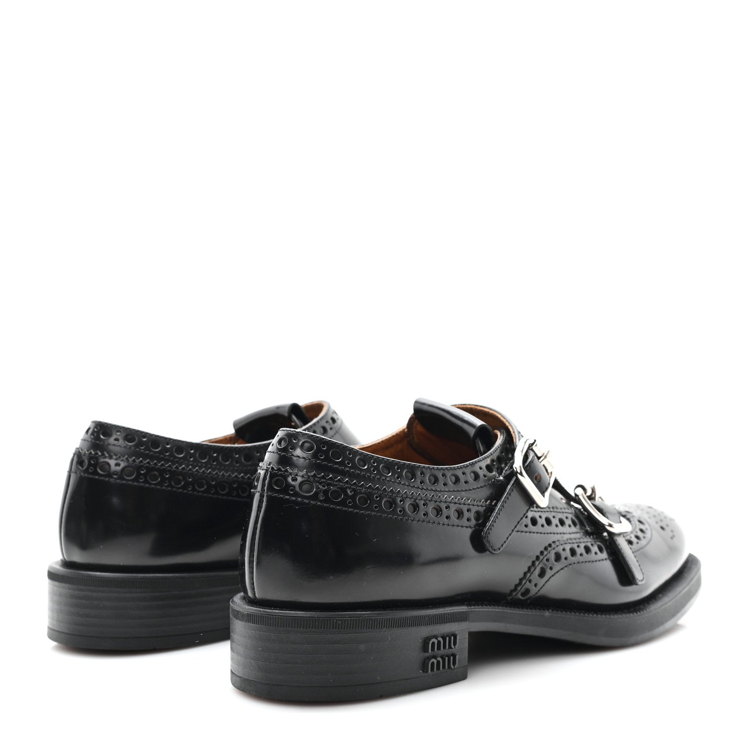 Miu Miu X CHURCH'S Shiny Calfskin Double Monk Loafer 36.5 Black 5 of 10