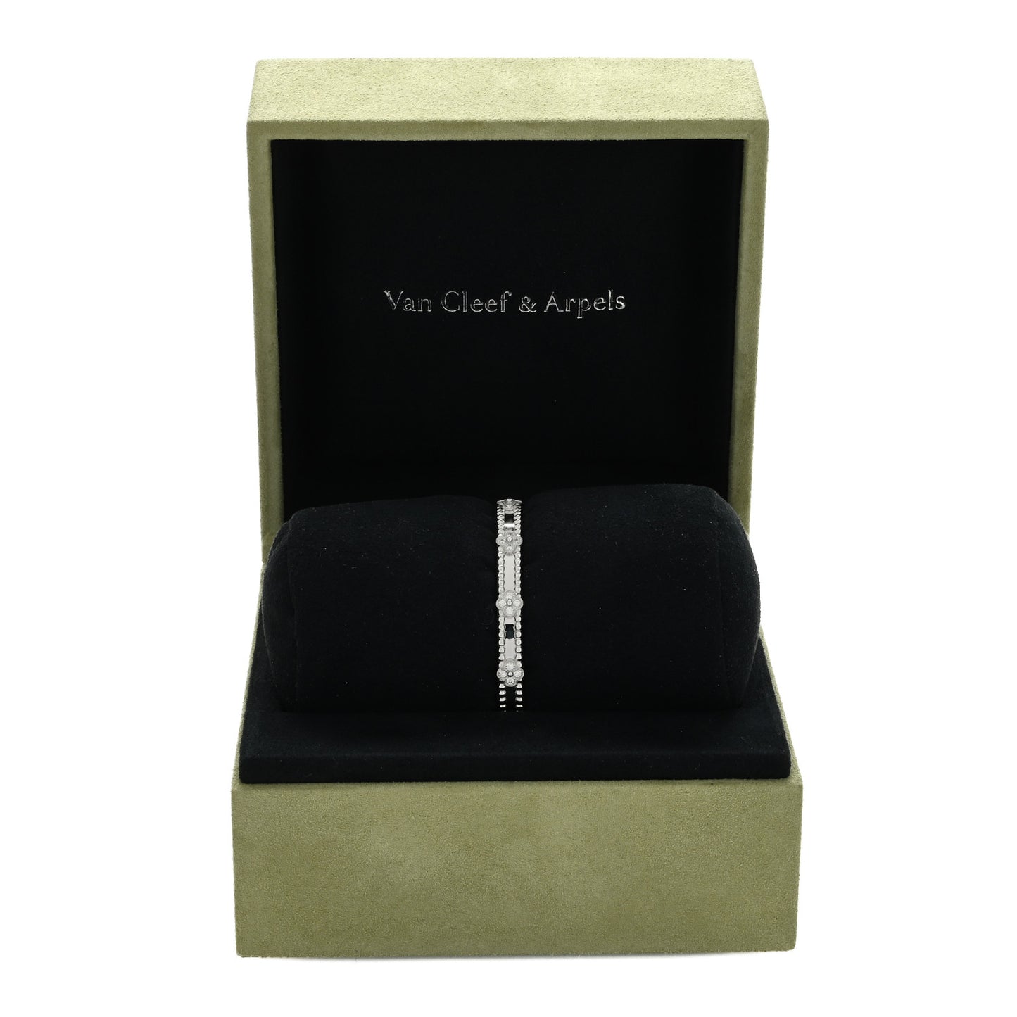 18K White Gold Diamond Perlee Sweet Clovers Bracelet XS