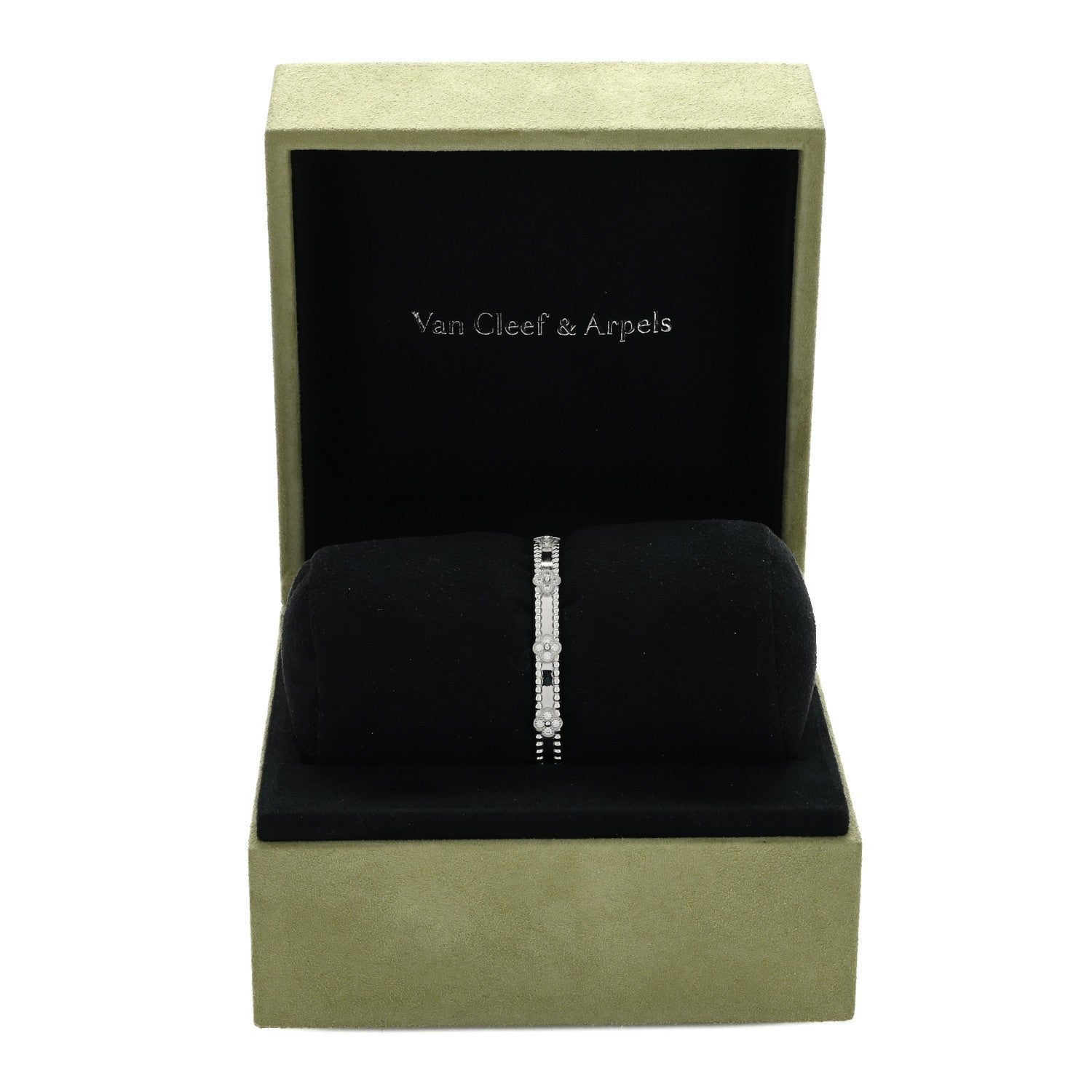 Van Cleef & Arpels 18K White Gold Diamond Perlee Sweet Clovers Bracelet XS 4 of 4