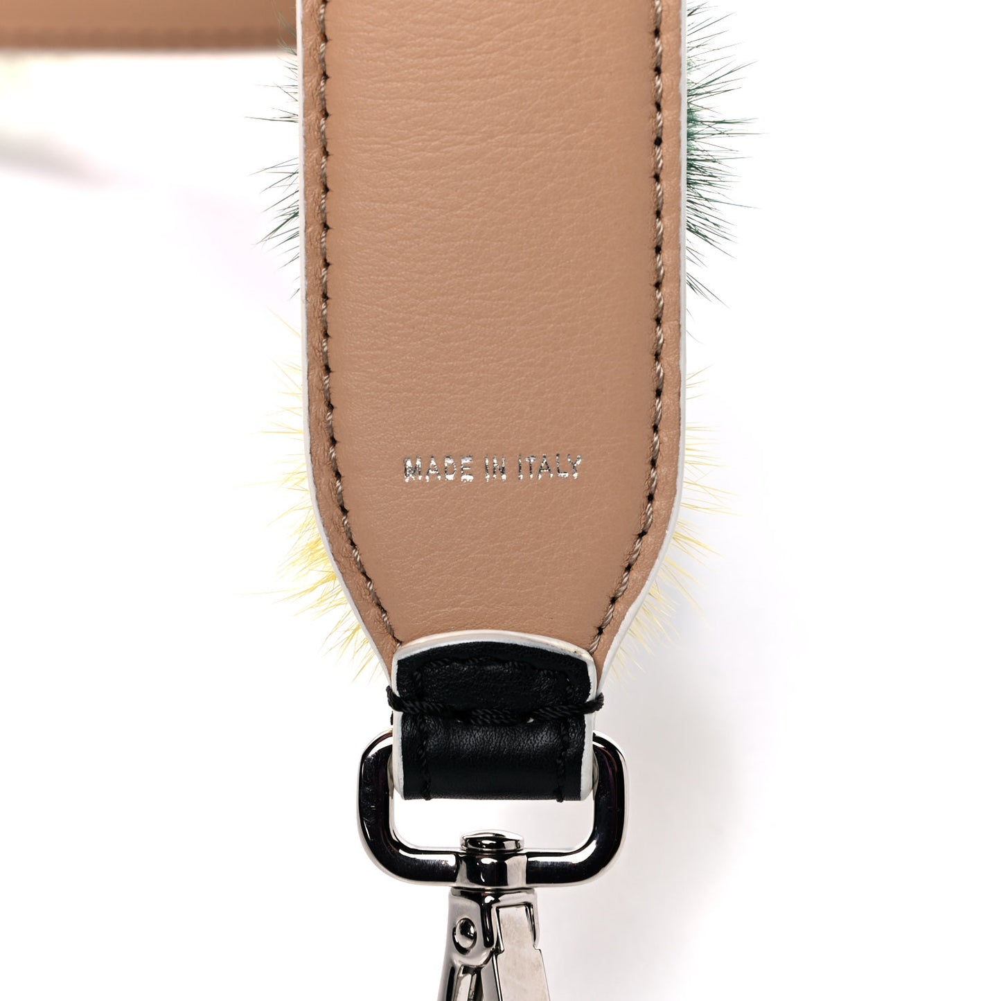 Vitello Dolce Mink Fur Bi-Color Pom Pom Strap You Black Makeup Multicolor