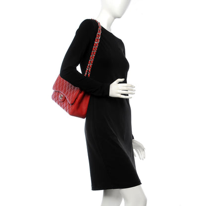 Chanel Caviar Quilted Jumbo Double Flap Red 2 of 10