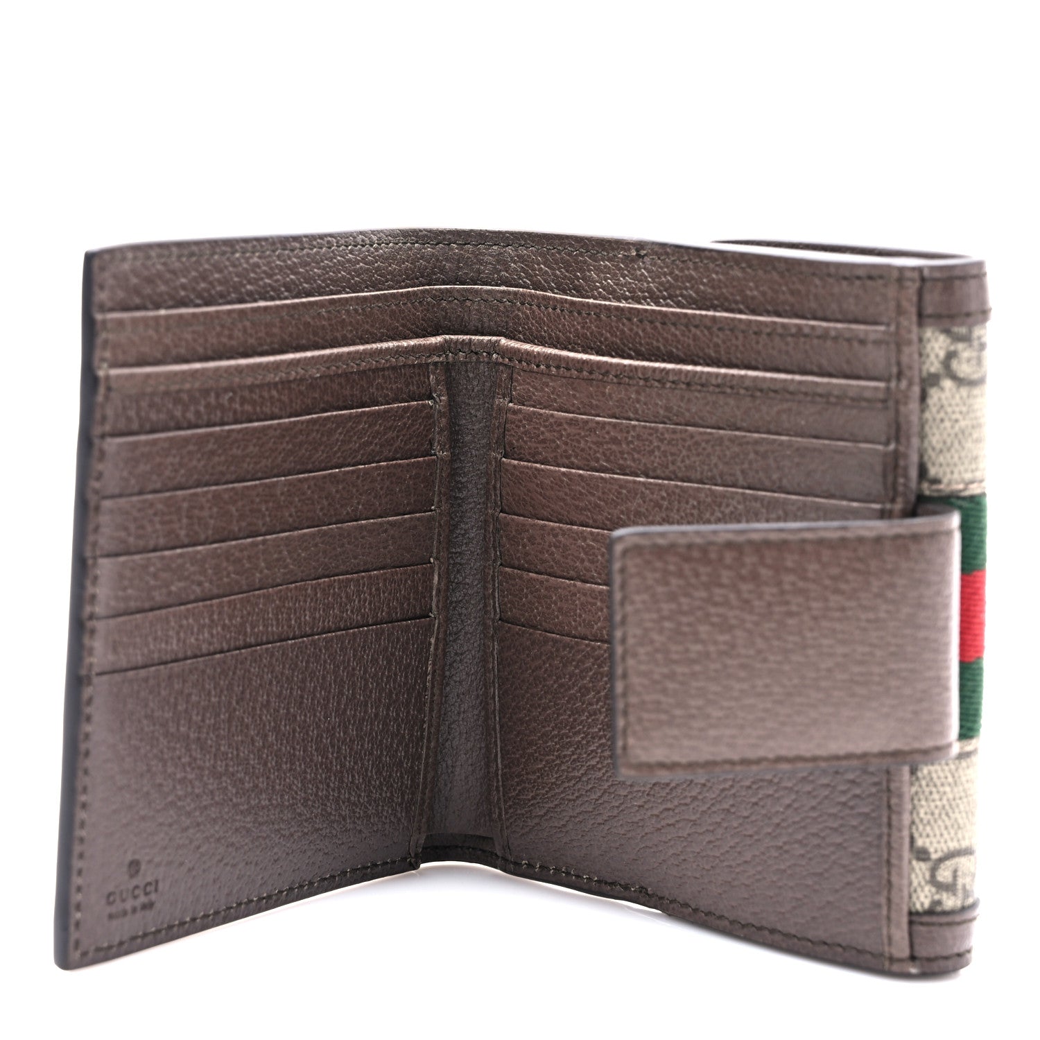 Gucci GG Supreme Monogram Web Ophidia French Flap Wallet Beige New Acero 5 of 6