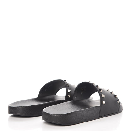 Valentino Garavani Rubber Rockstud Slide Sandals 44 Black 4 of 8
