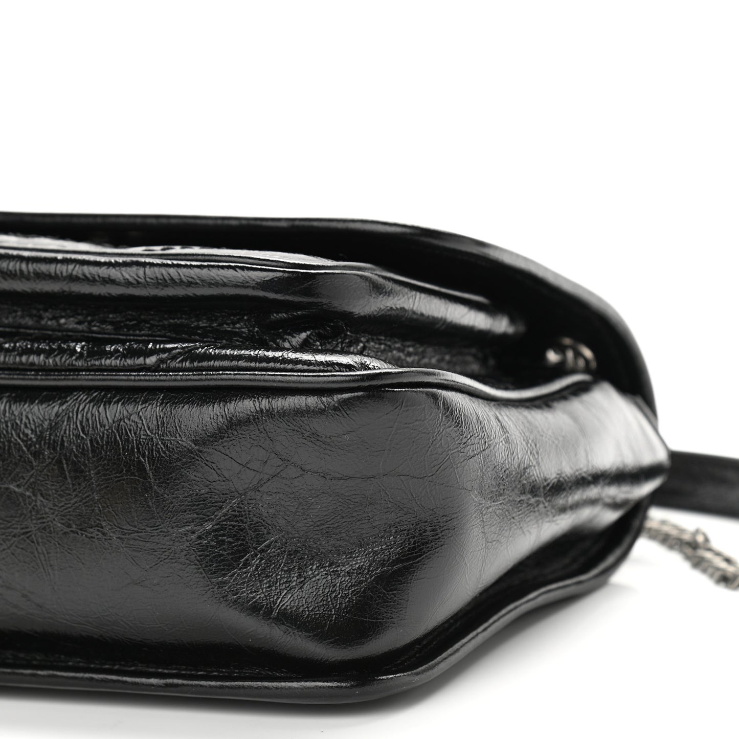 Crinkled Lambskin Matelasse Monogram Baby Niki Chain Satchel Black