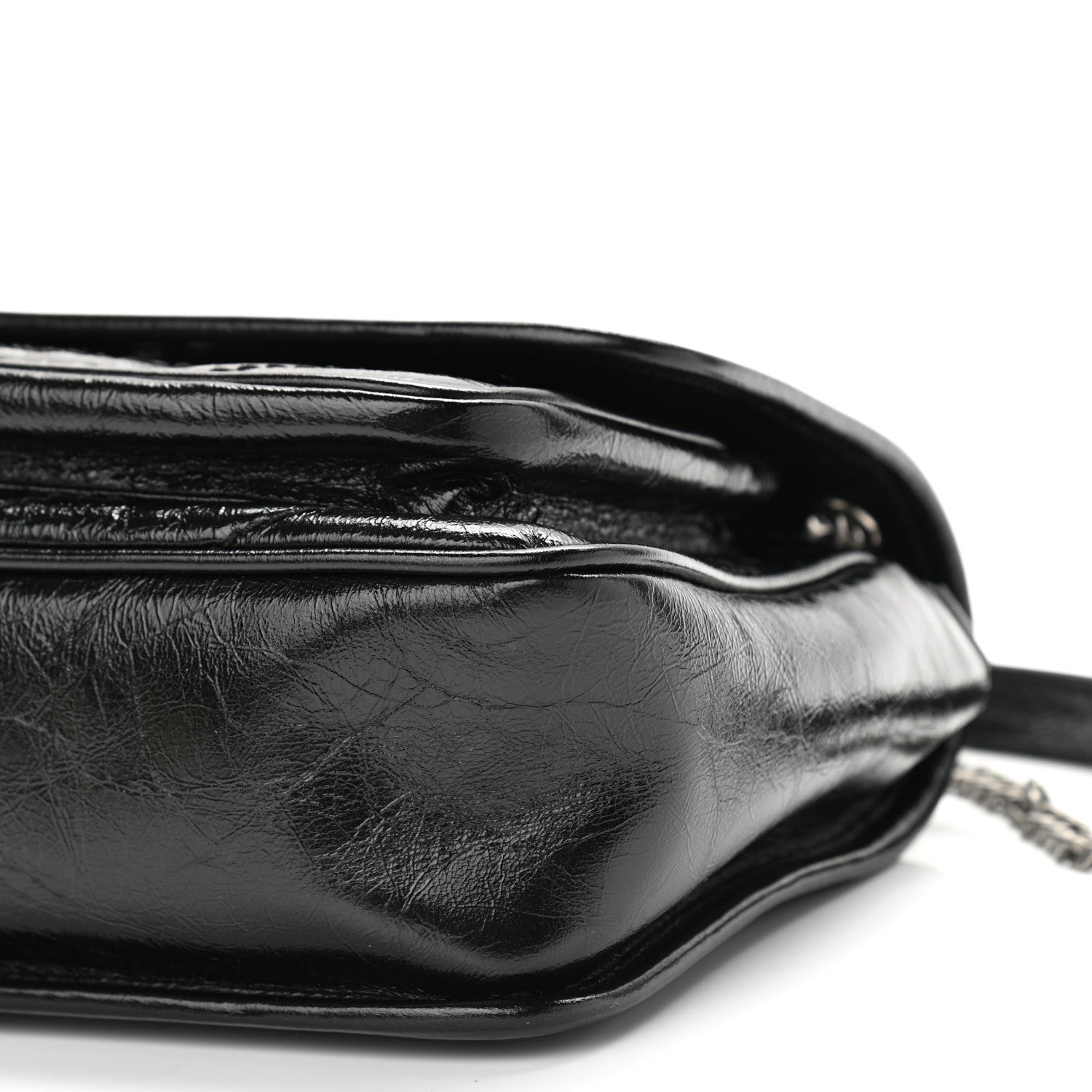 Saint Laurent Crinkled Lambskin Matelasse Monogram Baby Niki Chain Satchel Black 11 of 12