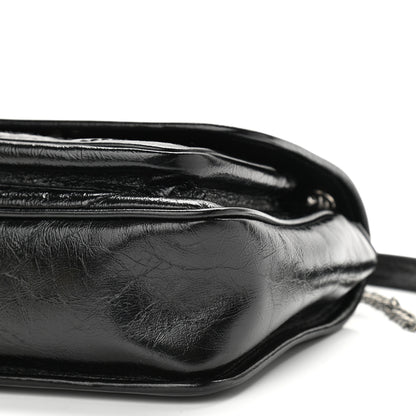 Saint Laurent Crinkled Lambskin Matelasse Monogram Baby Niki Chain Satchel Black 11 of 12