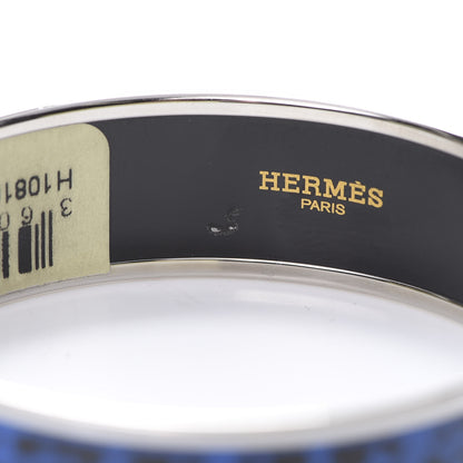 Hermes Enamel Printed Wide Balcons du Guadalquivir Bracelet 65 Blue 6 of 6