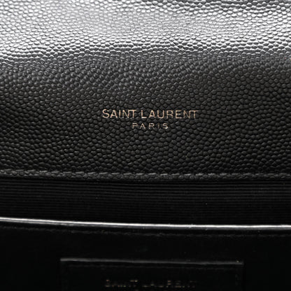Saint Laurent Grain De Poudre Textured Mixed Matelasse Triquilt Medium Monogram Satchel Black 6 of 13