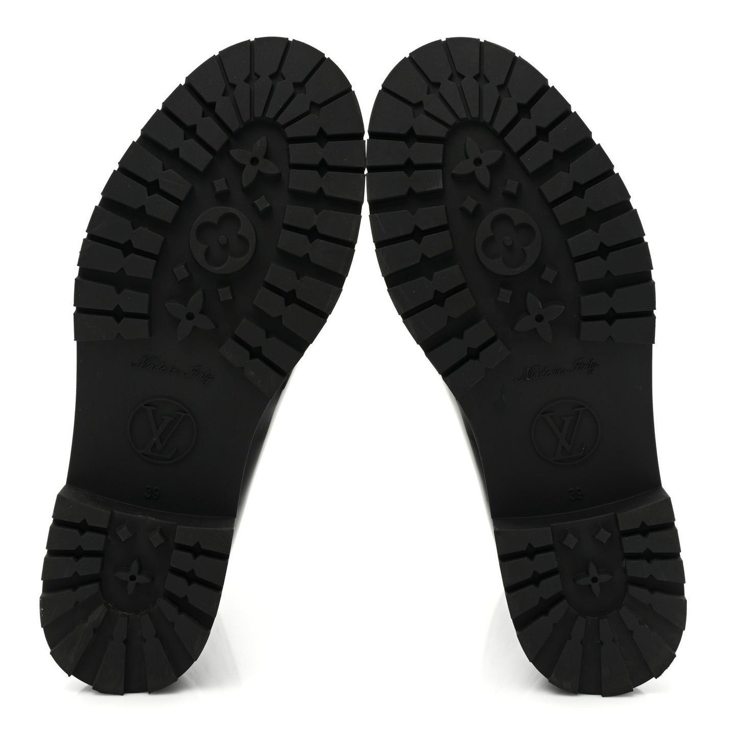 Rubber Embossed Monogram Drops Flat Half Boots 39 Black