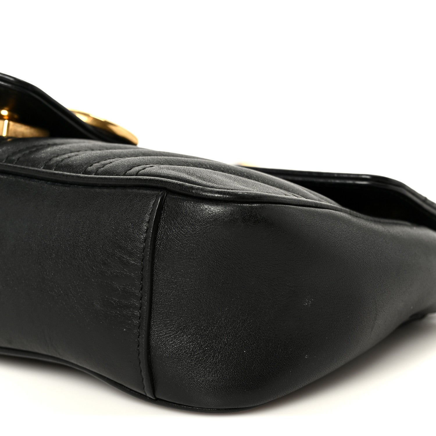 Gucci Calfskin Matelasse Small GG Marmont Chain Shoulder Bag Black 11 of 11