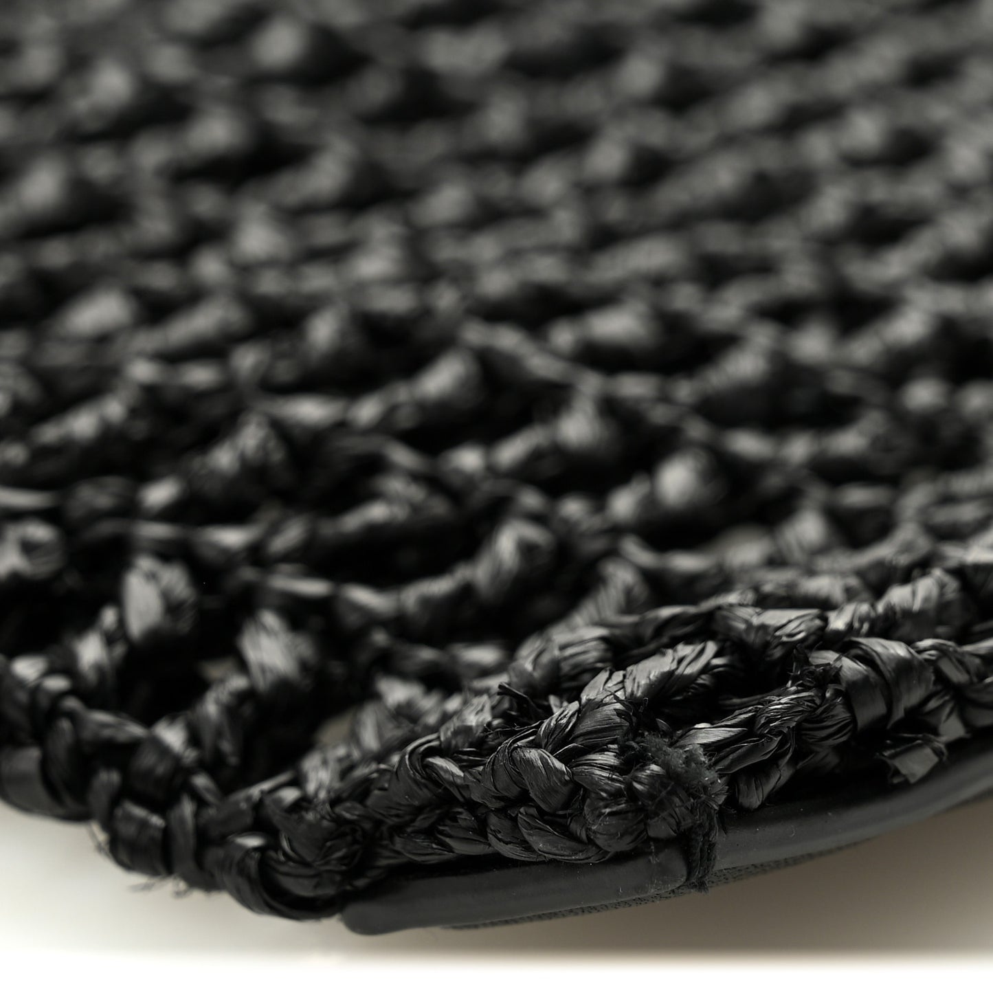Raffia Calfskin Oxalis Shoulder Bag Black