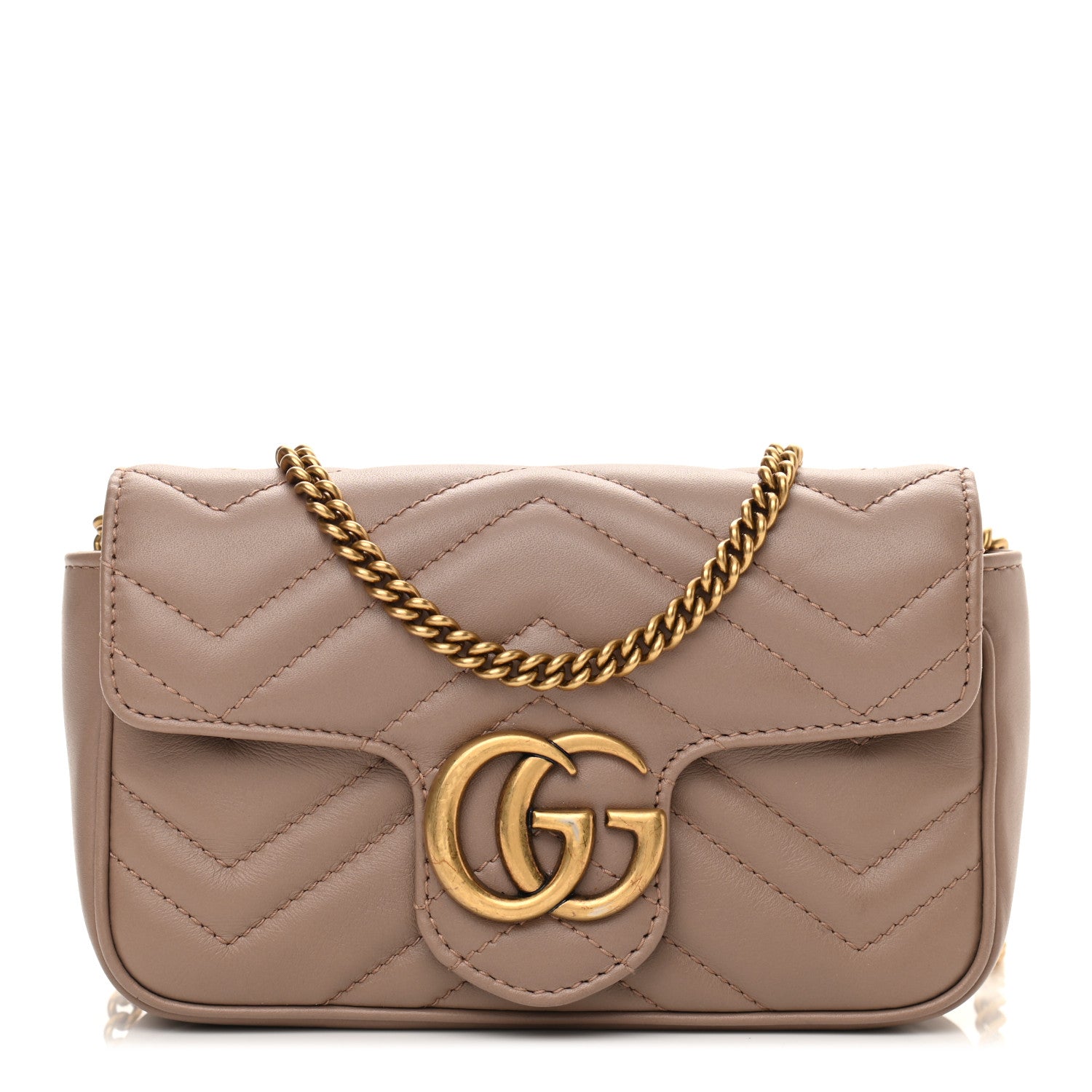 Gucci Calfskin Matelasse Super Mini GG Marmont Shoulder Bag Porcelain Rose 1 of 11