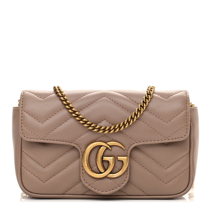 Gucci Calfskin Matelasse Super Mini GG Marmont Shoulder Bag Porcelain Rose 1 of 11
