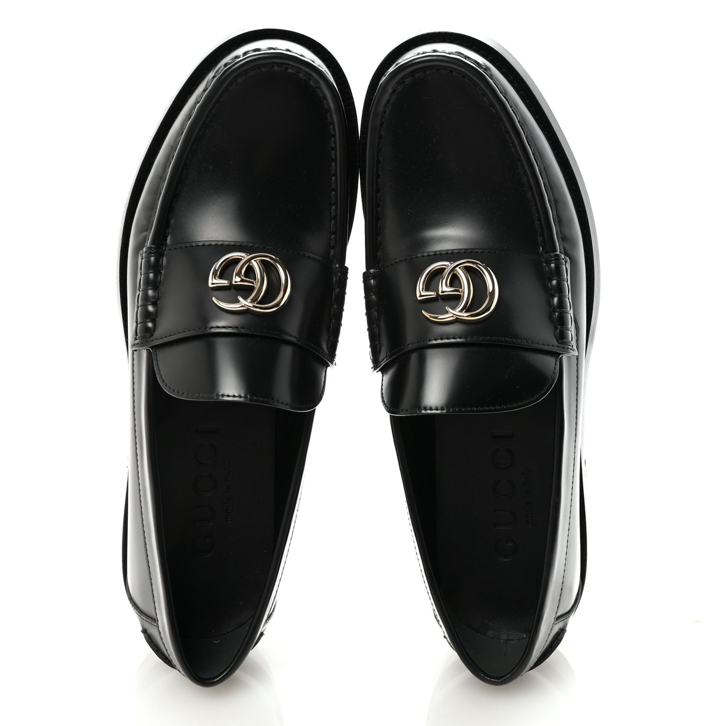 Calfskin Millennial Ribot Womens GG Loafers 38.5 Black
