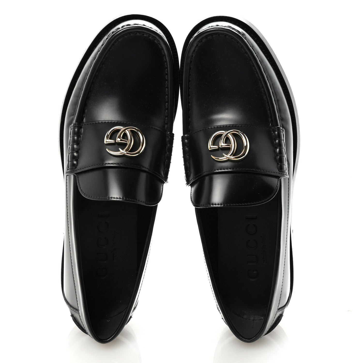 Gucci Calfskin Millennial Ribot Womens GG Loafers 38.5 Black 2 of 10