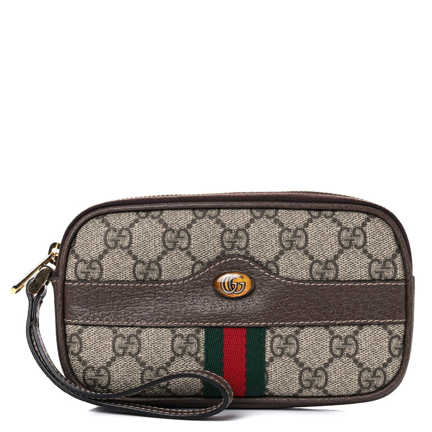 Gucci GG Supreme Monogram Ophidia Phone Case Wristlet Brown 1 of 13