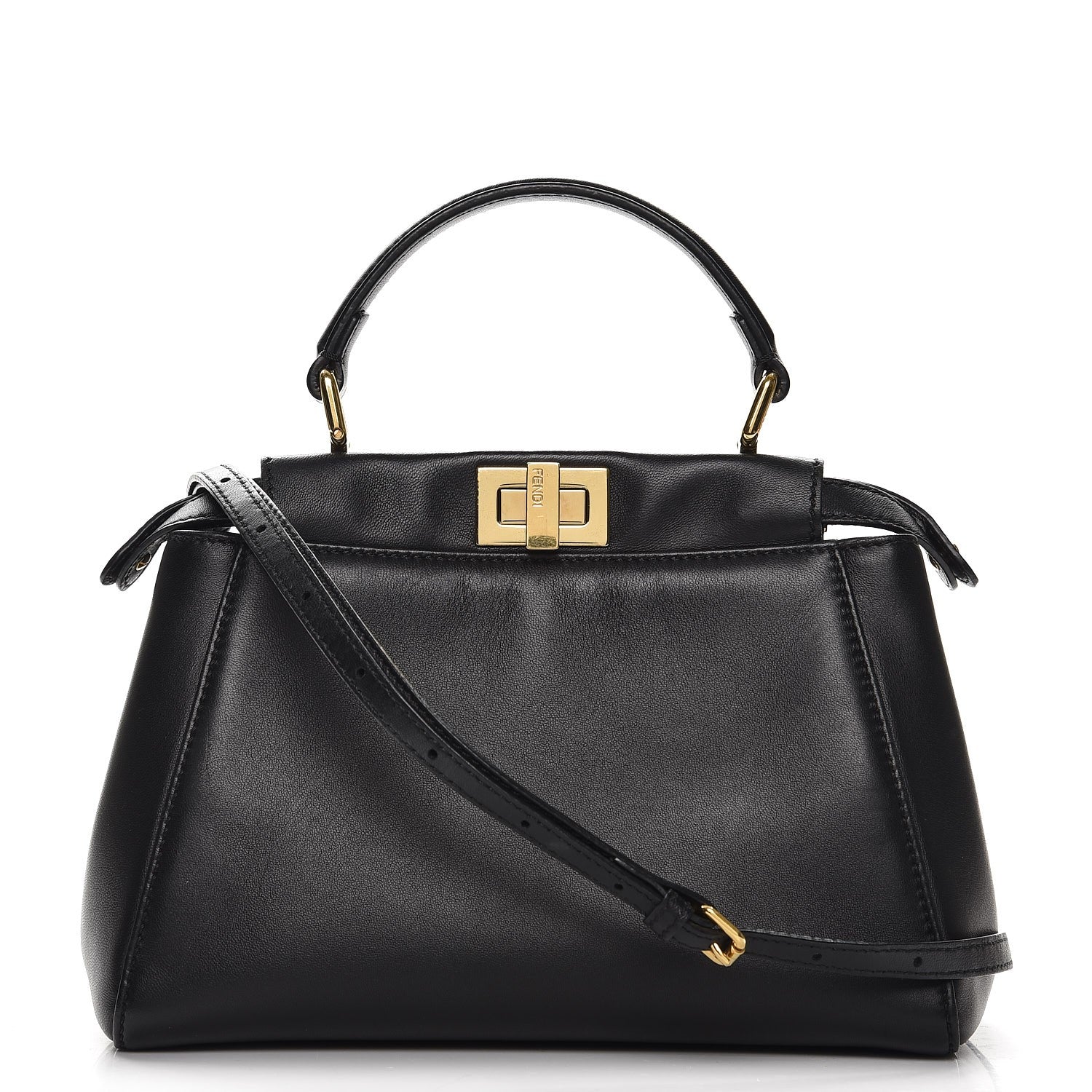 Fendi Nappa Mini Peekaboo Iconic Satchel Black 1 of 8