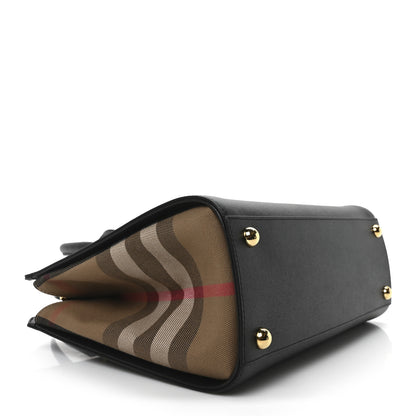 Burberry Calfskin Mega Check Small Banwell Tote Black 4 of 9