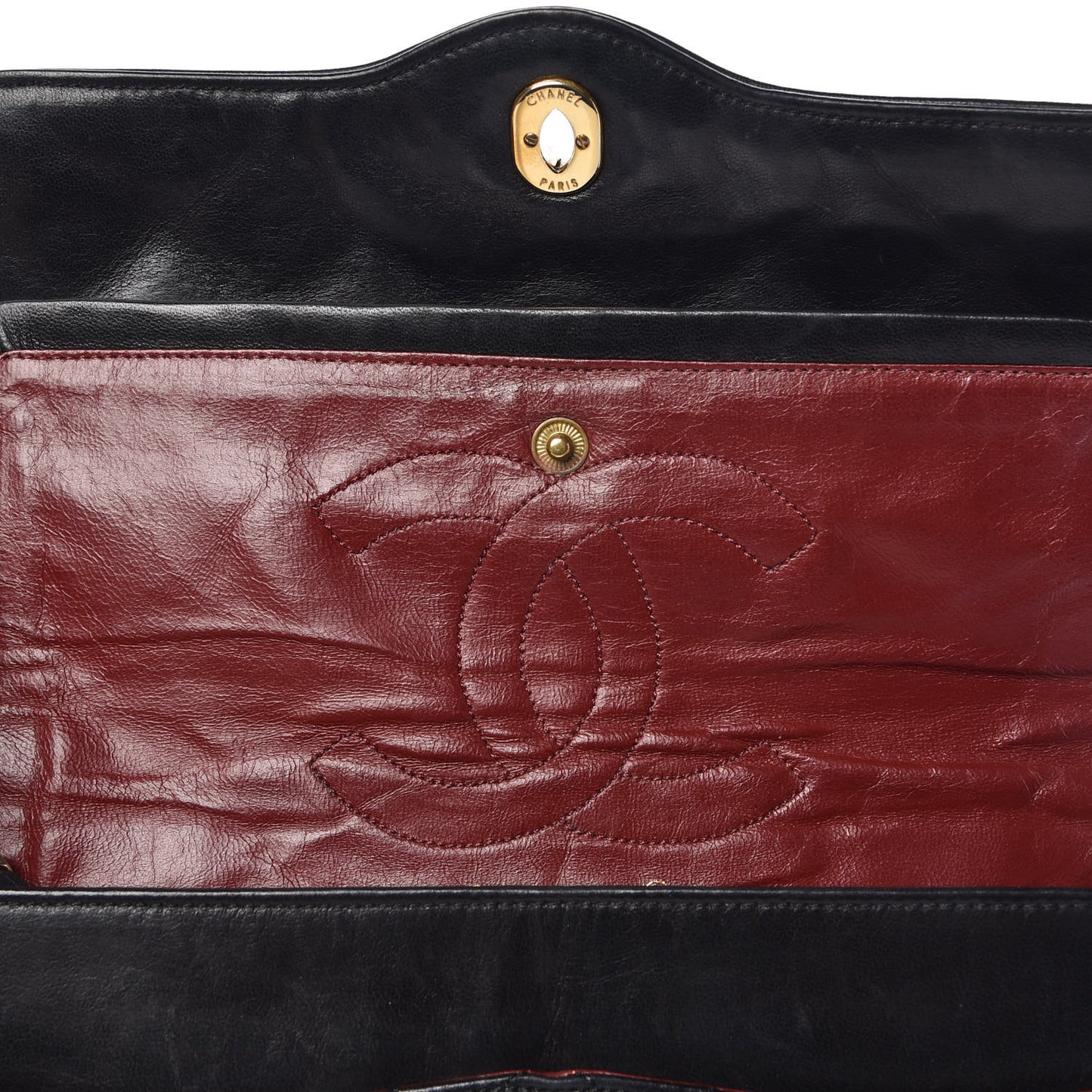 Lambskin Quilted Medium Double Flap Black