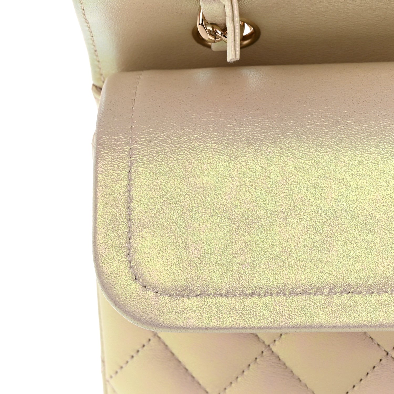 Chanel Iridescent Lambskin Quilted Medium Double Flap Ivory 11 of 16