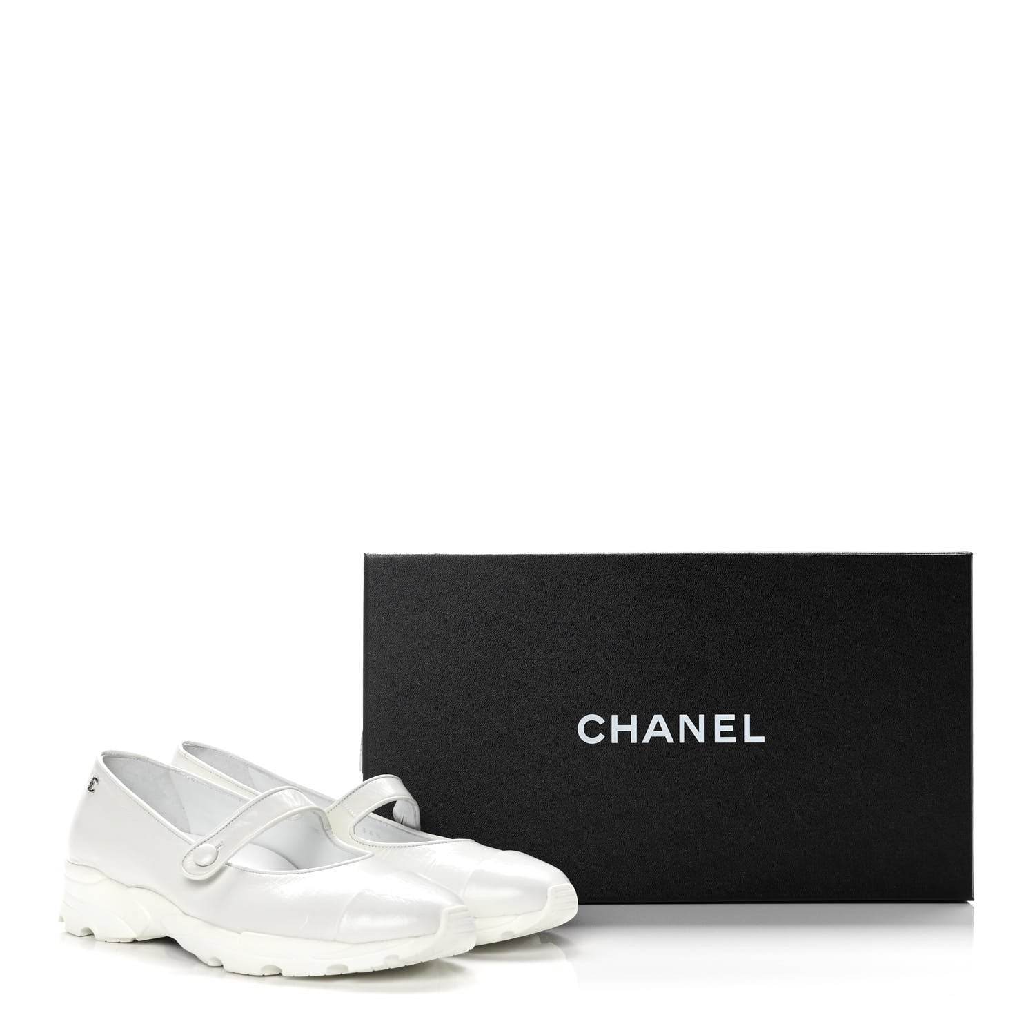 Chanel Patent Calfskin Mary Jane Strap Pumps 36.5 White 11 of 11