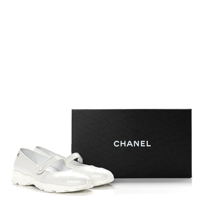 Chanel Patent Calfskin Mary Jane Strap Pumps 36.5 White 11 of 11