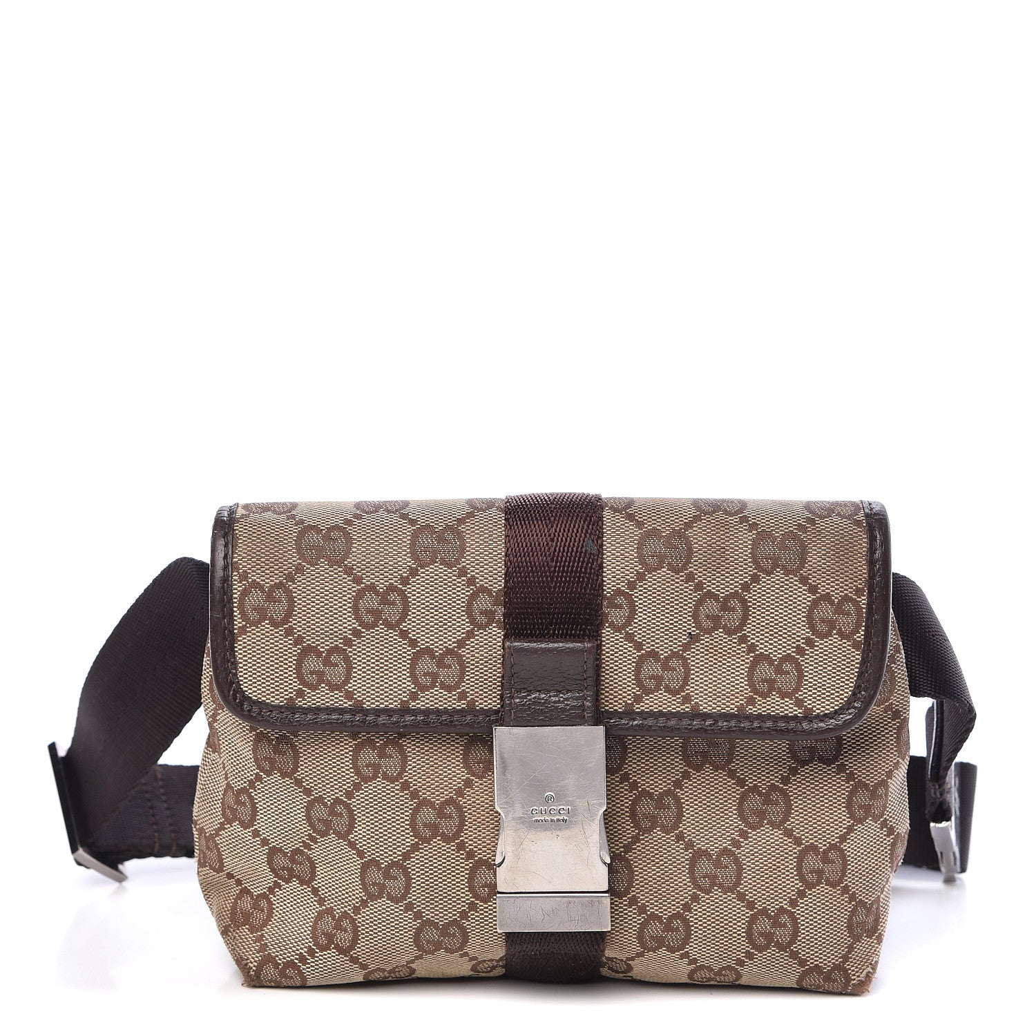 Gucci Monogram Waist Pouch Bag Dark Brown 2 of 12