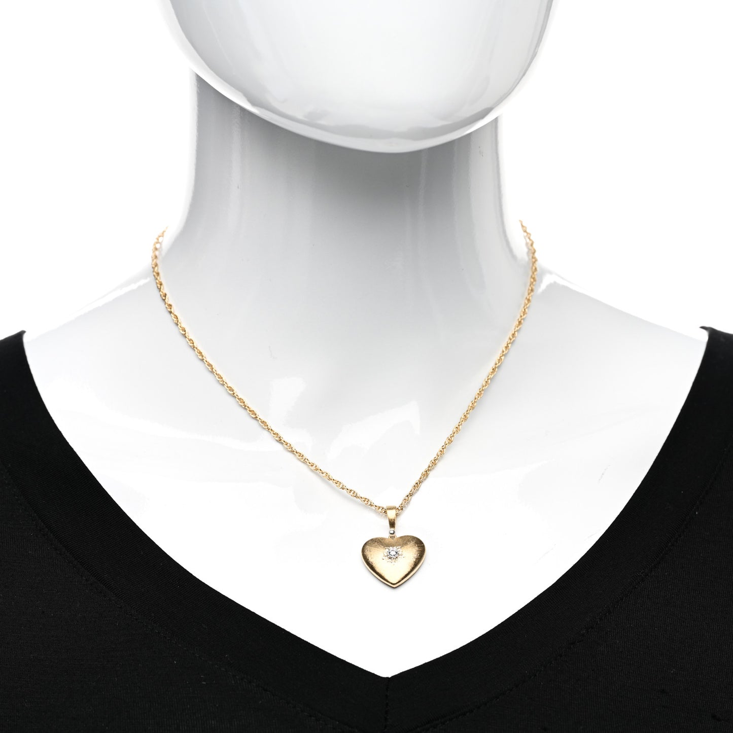 18K Yellow White Gold Diamond Macri Heart Necklace