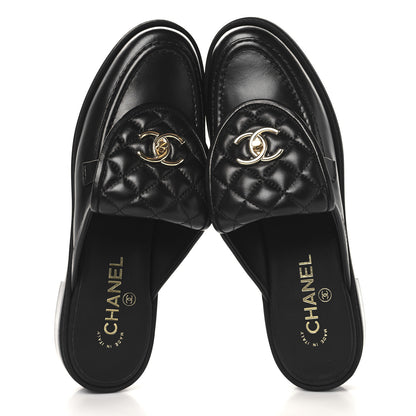 Chanel Lambskin Quilted CC Turnlock Mules 40 Black 2 of 9
