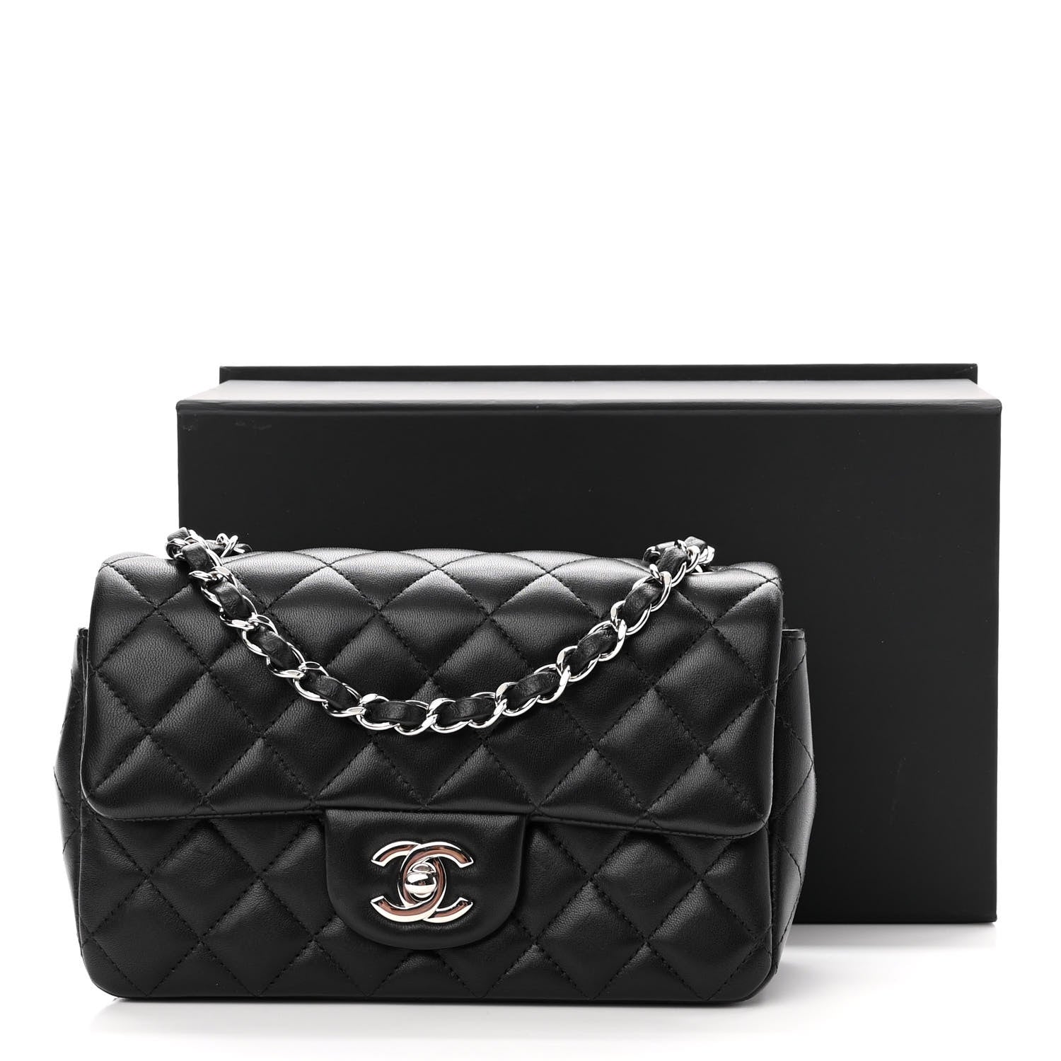 Chanel Lambskin Quilted Mini Rectangular Flap Black 12 of 12