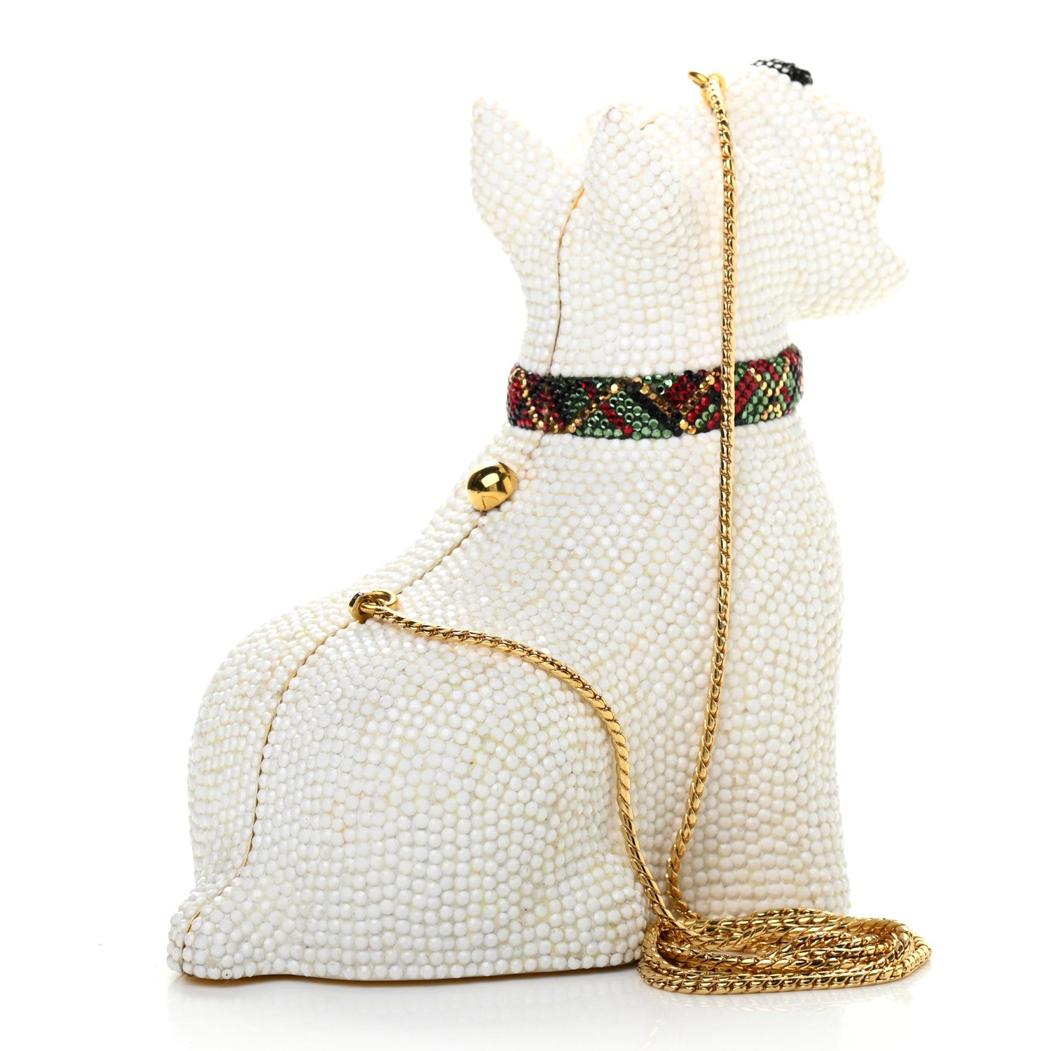 Judith Leiber Crystal Terrier Minaudiere Clutch White Gold 4 of 7