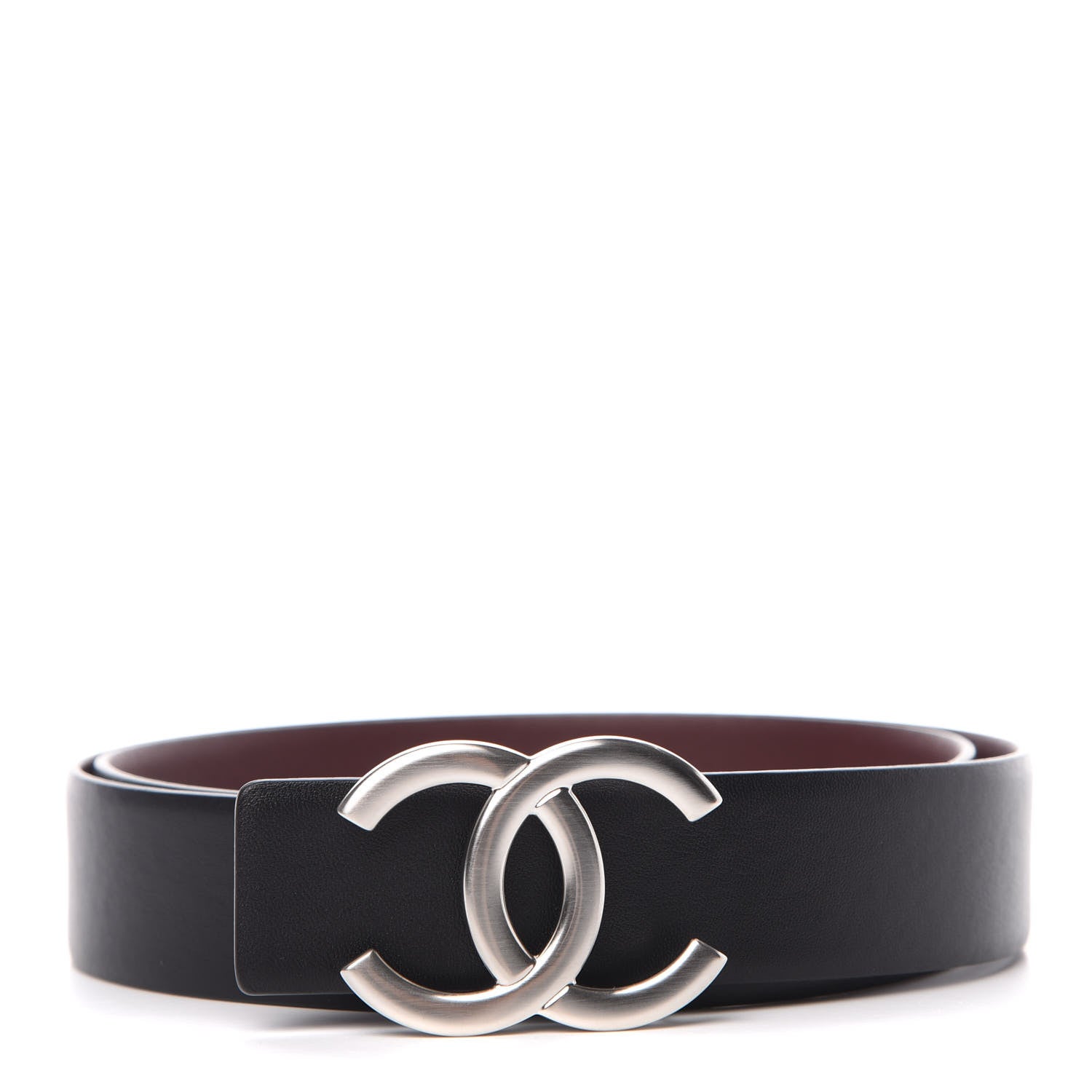 Chanel Calfskin CC Reversible Belt 80 32 Black Burgundy 1 of 6