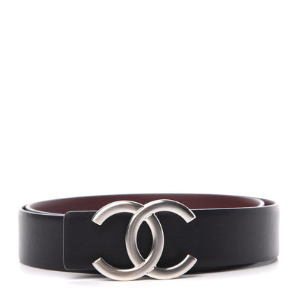 Chanel Calfskin CC Reversible Belt 80 32 Black Burgundy 1 of 6