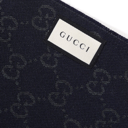 Gucci Wool GG Monogram HalfGG Fringe Scarf Anthracite Black 4 of 5